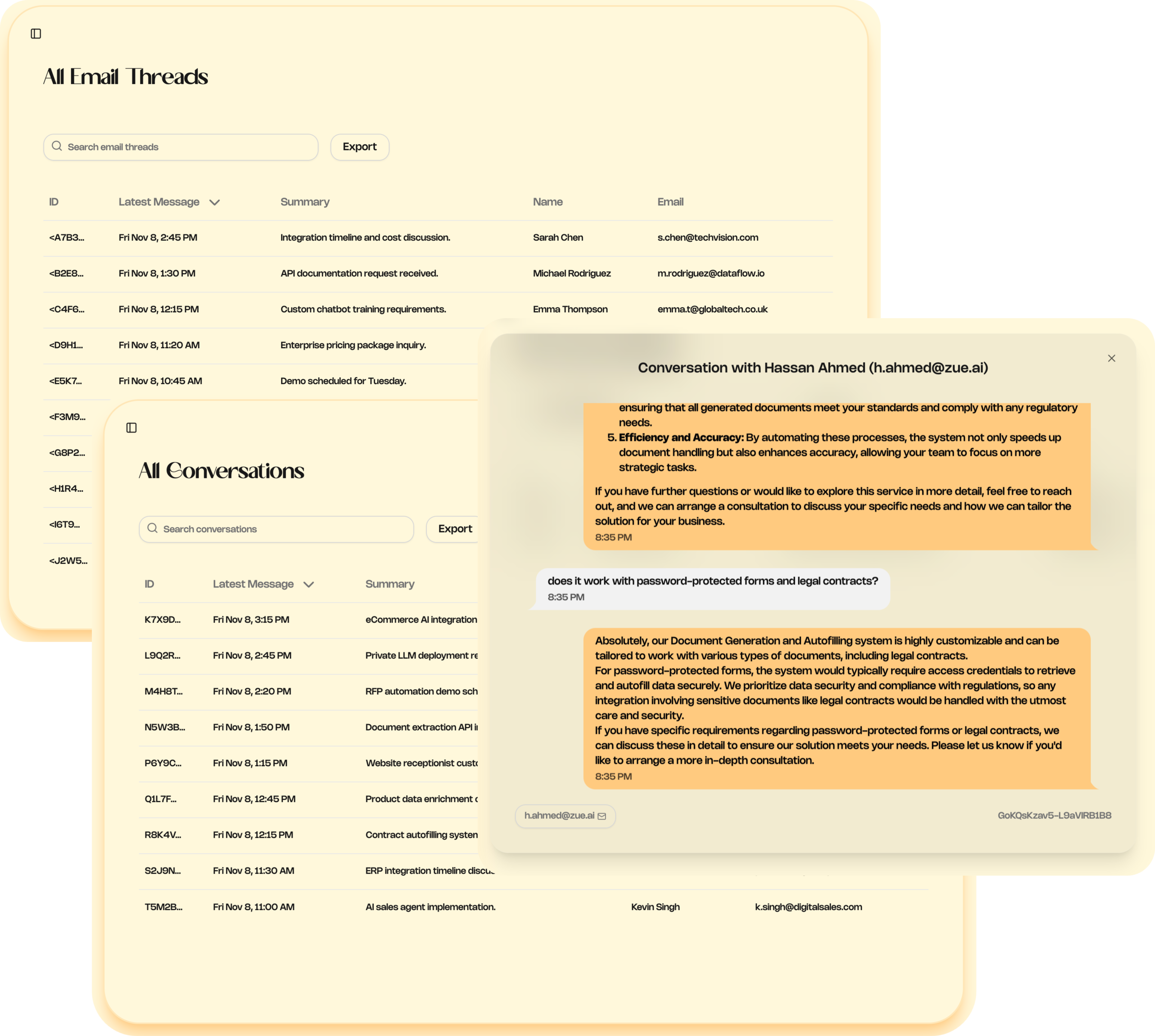 Comprehensive Conversation Logs image for AI Website Receptionist